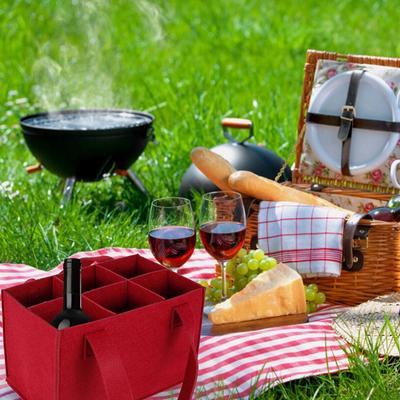 Легкая складная сумка для бутылок вина с ручкой для переноски, для пикника, устойчивая к разрывам, водонепроницаемая, 6 отделений, для барбекю и вечеринок