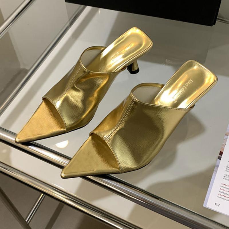 Мода Женские Туфли-Шлепанцы на Высоком Каблуке с Острым Носком Сексуальные Туфли-Шпильки Платье Элегантные Лодочки Модная Женская Обувь 2025 Лето Женские Zapatillas
