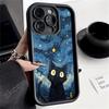 Красивый Черный Кот со Звездами Силиконовый Чехол для IPhone 15 14 13 12 11 Pro Max 7 8 Plus X XR XS Max Ударопрочный Мягкий Чехол