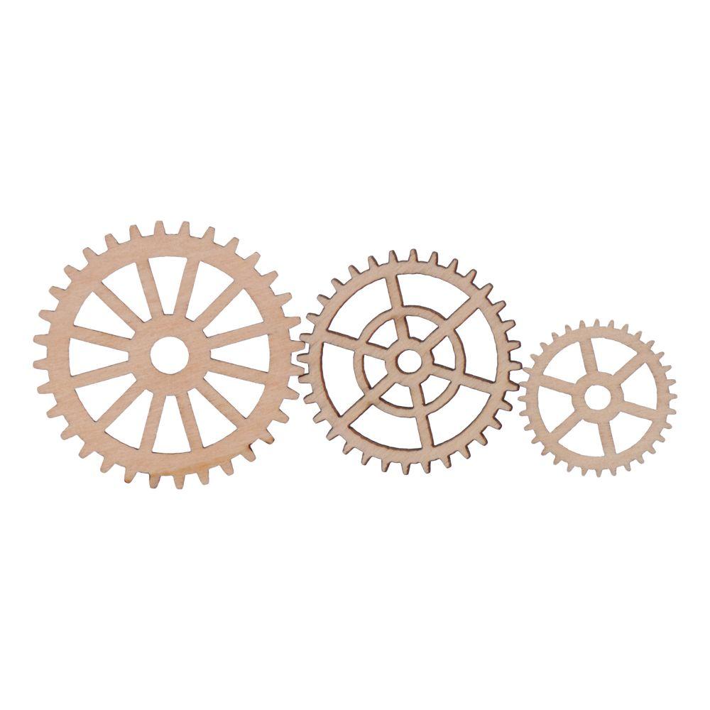 Brown Wooden Gear Wheels Wood Wooden Decoration Blank Gear Slices Craft Wheels for DIY