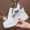 Summer Women Sneakers Mesh High Platform Trainers White Shoes 9CM Heels Wedges Sandals Breathable Woman Casual Outdoor Shoe