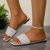 2025 новая мода жемчужные шлепанцы на плоской подошве женские на низком каблуке для улицы пляжные крутые шлепанцы летние повседневные шлепанцы с открытым носком