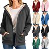 Womens Fleece Lined Hoodie Winter Zip Up Jacket Cozy Warm Thicken Thermal Hooded Sweatshirt Coat With Pockets