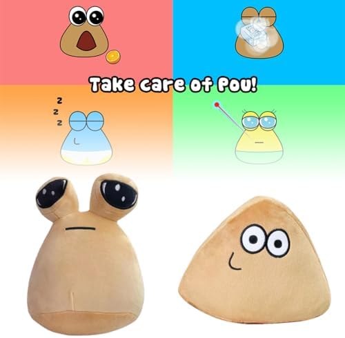 Pou Alien Plush Toy 22cm Cartoon Anime Stuffed Animal Pet for Kids, Bedroom Decor, Birthday Christmas Gift for Boys Girls Fans