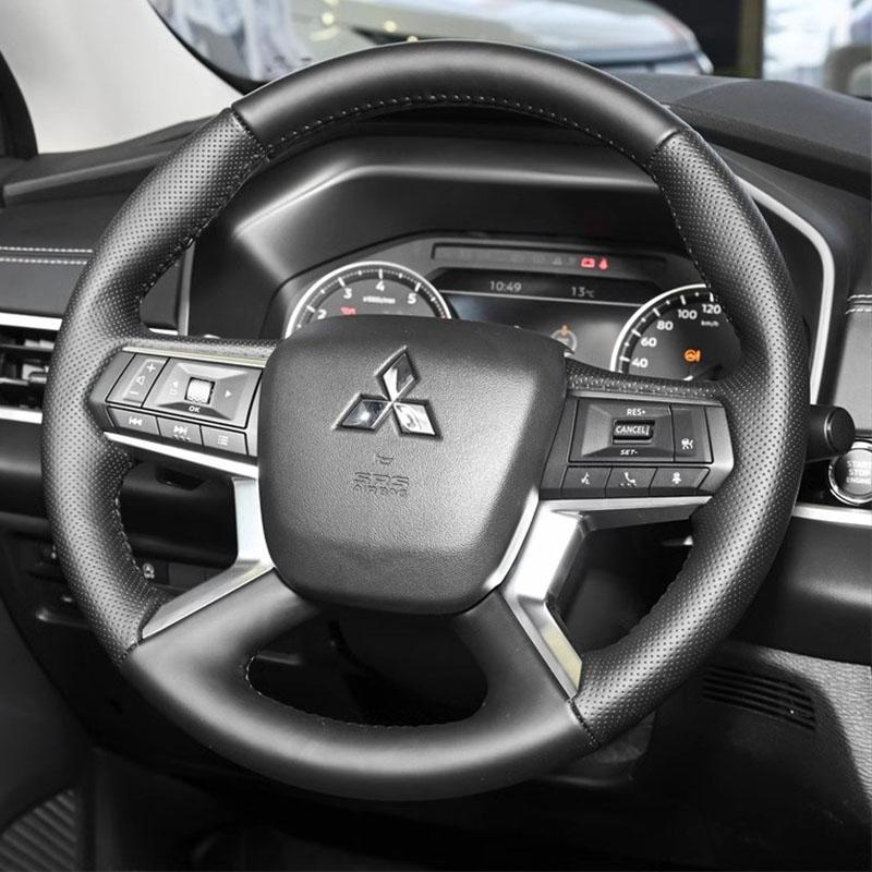Для Mitsubishi Outlander -2024 Ручная прошивка Черная Нескользящая накладка на руль автомобиля из кожи и замши