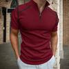 Мужские футболки с коротким рукавом для гольфа, повседневная легкая рубашка, стильная рубашка с воротником-поло на молнии до середины груди