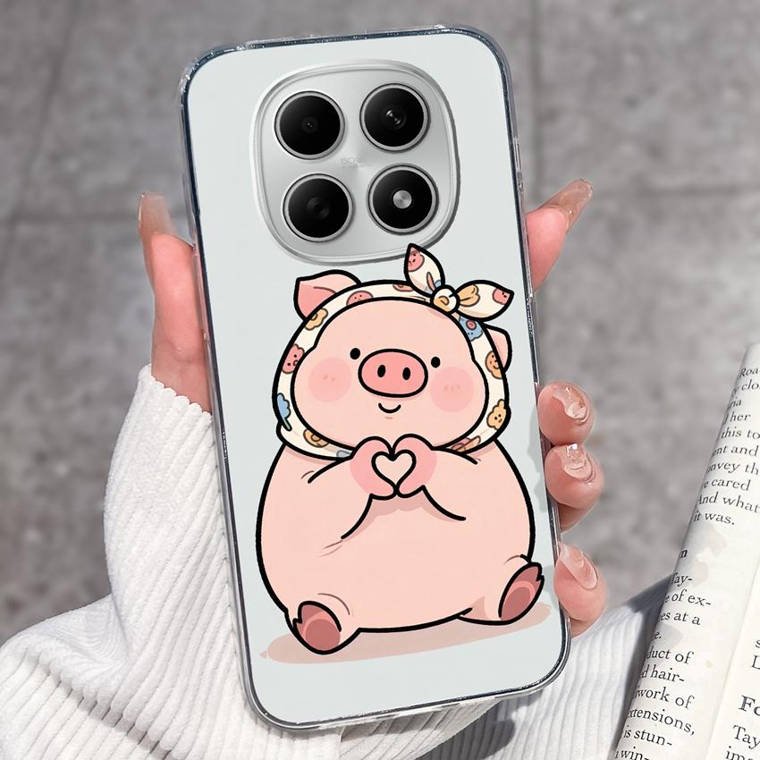 For Redmi Note 15 14 13 Pro Plus 5 5A 4 4X Phone Case Chinese Style Red-Crowned Crane Patterns Transparent TPU Shockproof Casing For Redmi Soft Covers