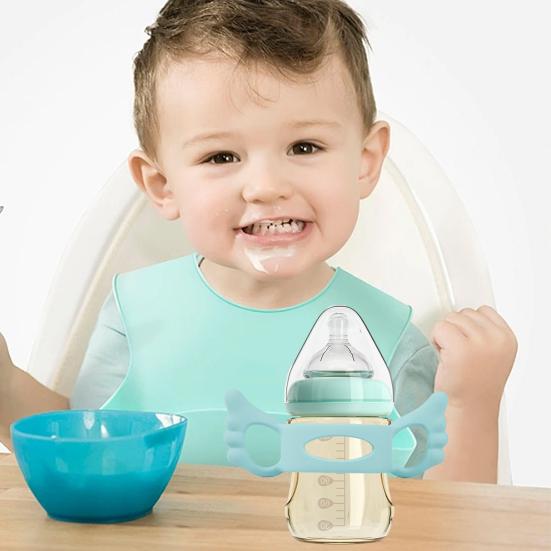 Baby Bottle Handle Reusable Food Grade Silicone Soft Grip Handle Sippy Cup Water Bottle Grip Infant Feeding Accessories