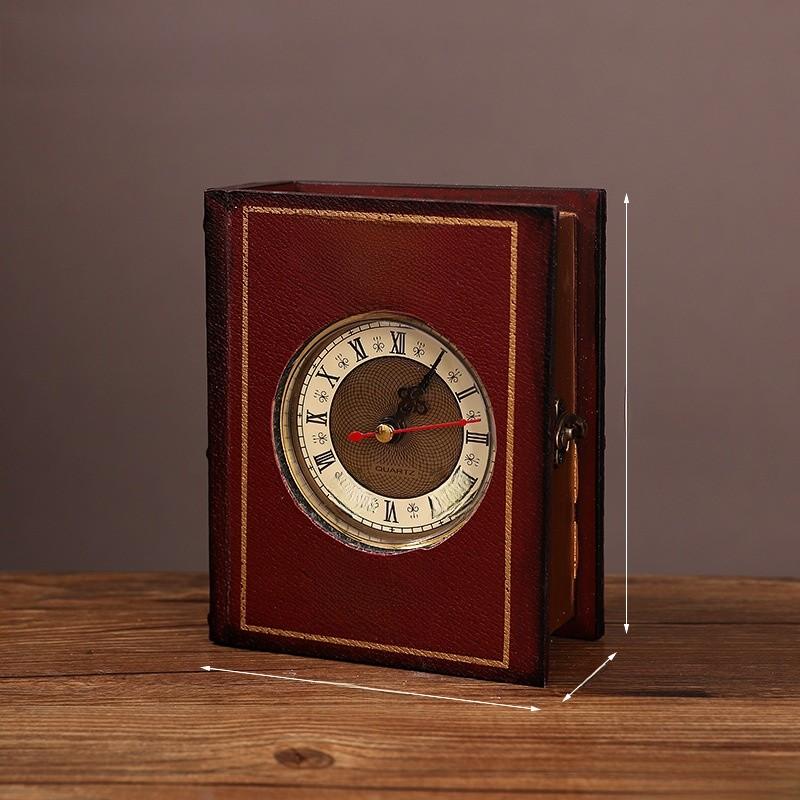 Book Retro Style Storage Organizer With Clock For Living Room Gift Decoration