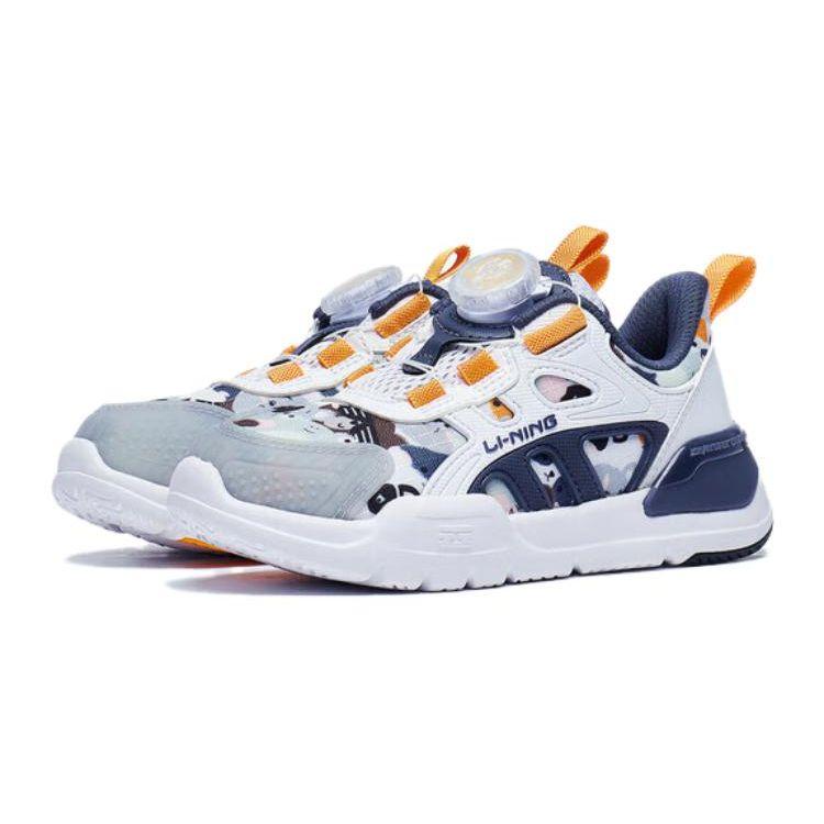 Li Ning Childrens Shield Comfortable Casual Non-Slip Wear-Resistant Casual Shoes Kids Sneakers White Blue YKNT076-5