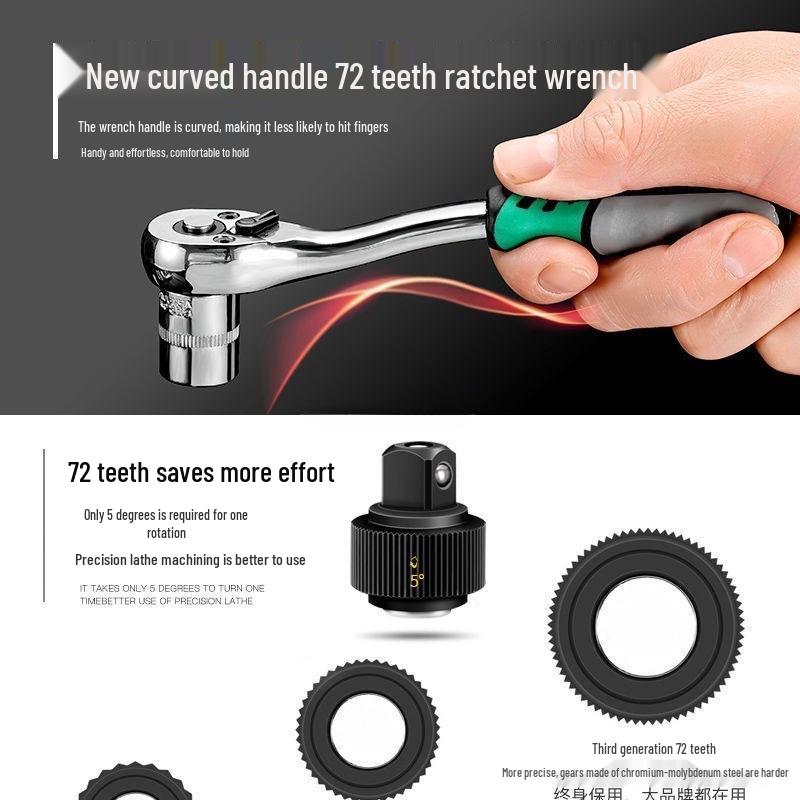 Набор инструментов для ремонта автомобиля с трещоточной рукояткой и торцевыми головками