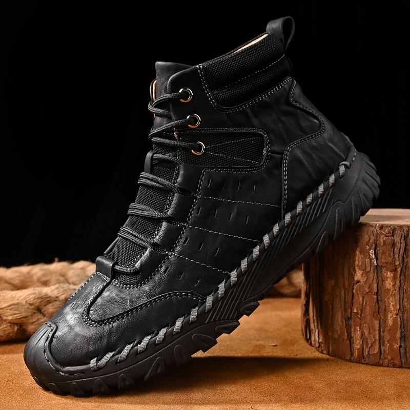 Мужские высокие повседневные туфли на шнуровке из кожи, кроссовки, большие размеры 39-46