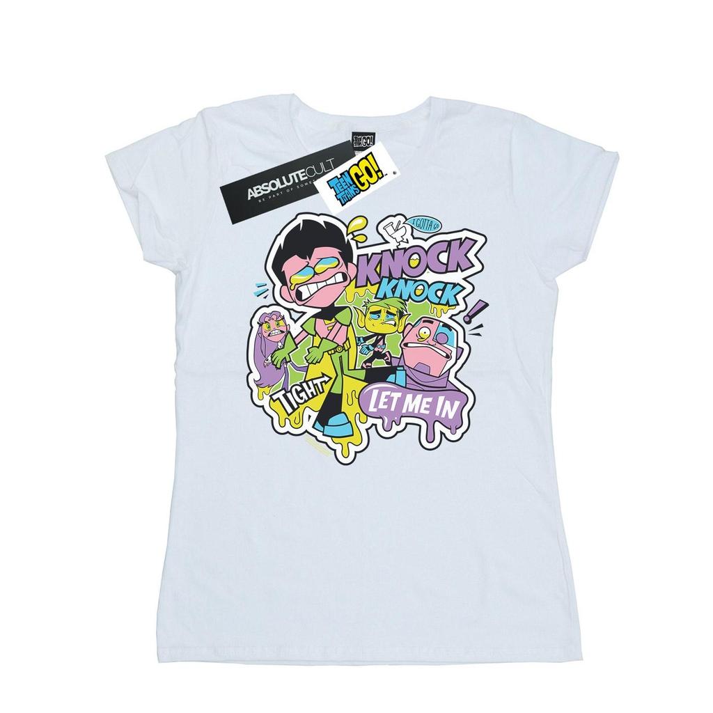 DC Comics Womens/Ladies Teen Titans Go Knock Knock Cotton T-Shirt
