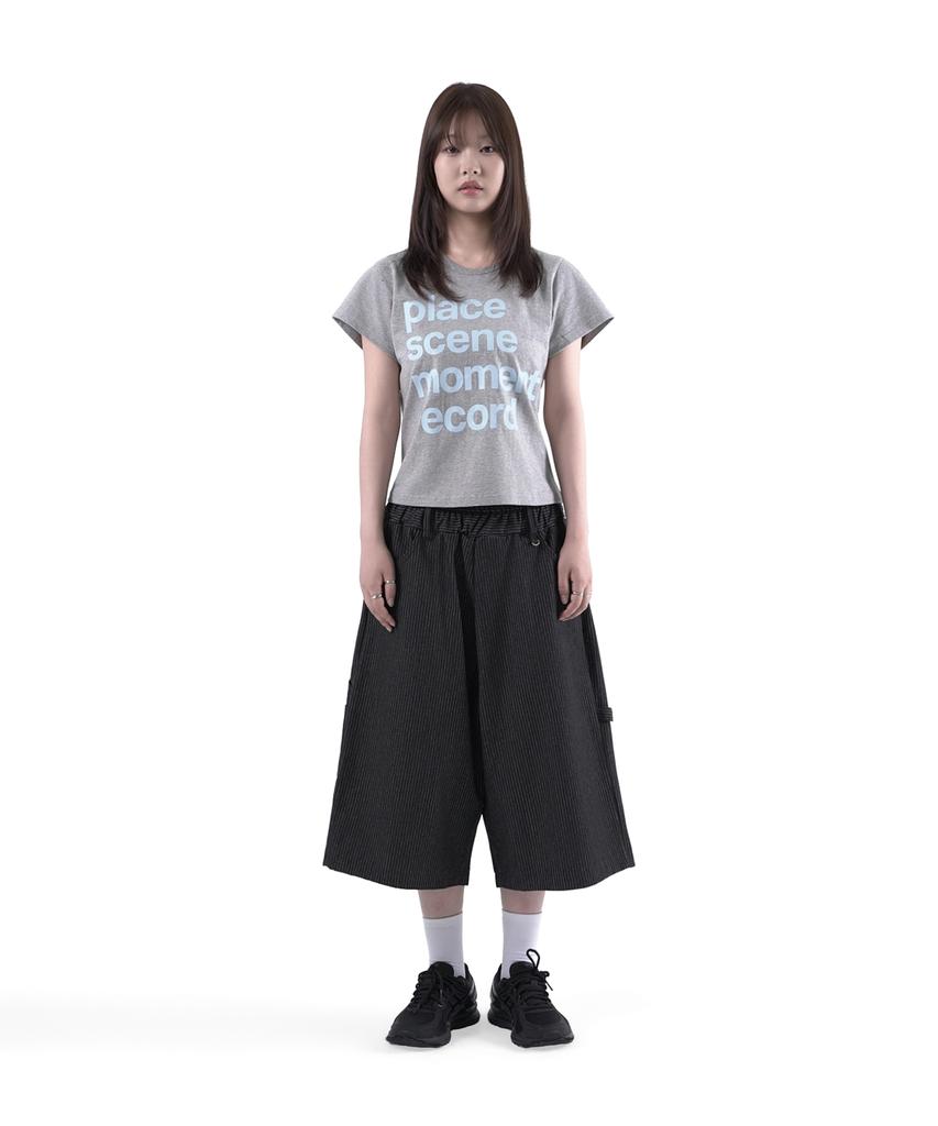 SLOW RECORD HOUSE Carpenter Bermuda Stripe Wide Denim Pants_Black