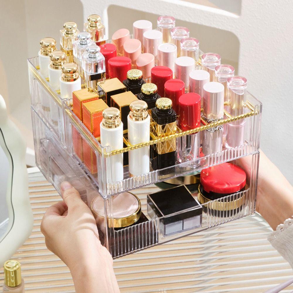 18-Slot Lip Gloss Holder Transparent Cosmetics Container Non-slip Make Up Organizer Dresser
