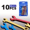 10pcs Mini Spanner Wrenches Set Hand Tool Key Ring Spanner Explosion-proof Pocket British/Metric Type Wrenches