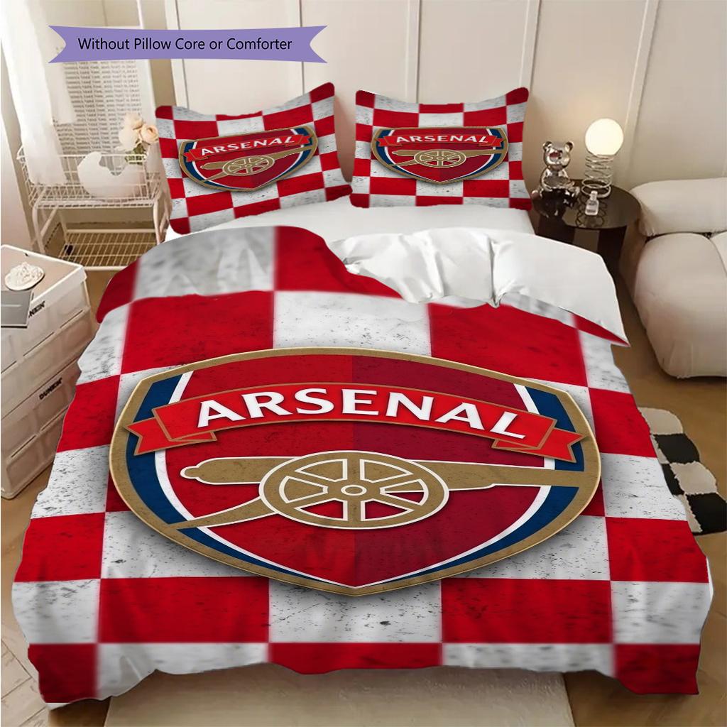 "Arsenal Emblem Golden Texture" Three-piece set (1 * duvet cover + 2 * pillowcase, without core) 2DFlat Duvet cover and pillowcase Bedding set