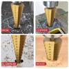 6Pcs HSS Steel Titanium Step Drill Bit Set 4-12/20/32mm Metal Hole Cutter Wood Cone Core Drilling Hole Saw Tool+3,6,8 Saw Drill