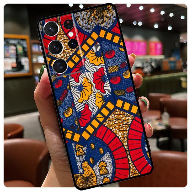 African Style Fabric Print Silicone Case For Samsung Galaxy S23 S22 Ultra S21 S20 FE S8 S9 S10 Plus Note 20 Ultra Cover