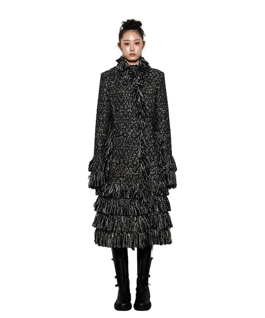 GREEDILOUS Multi Toned Tweed Maxi Coat