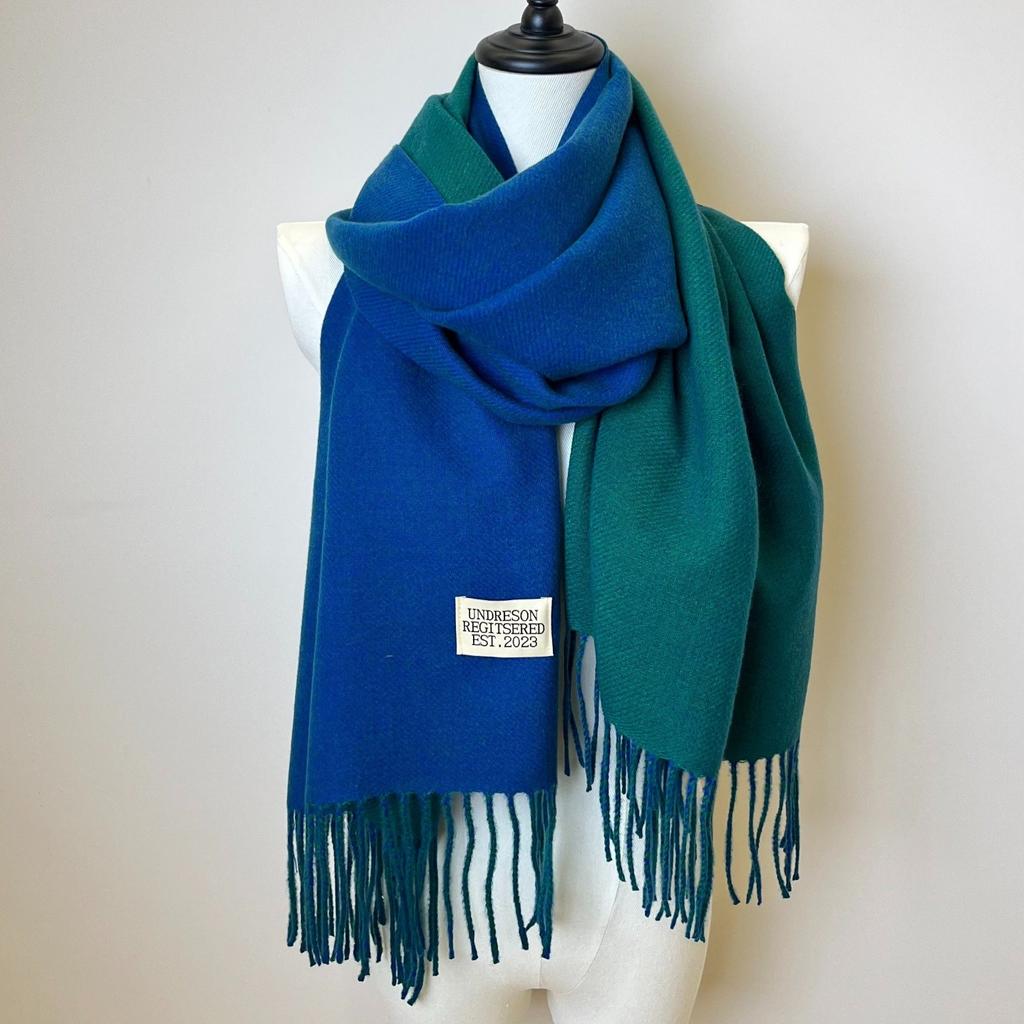 Double-sided Two Colors Scarf Simple Basic Imitation Cashmere Tassel Shawl Autumn Winter Unisex Coldproof Neck Guard Scarf