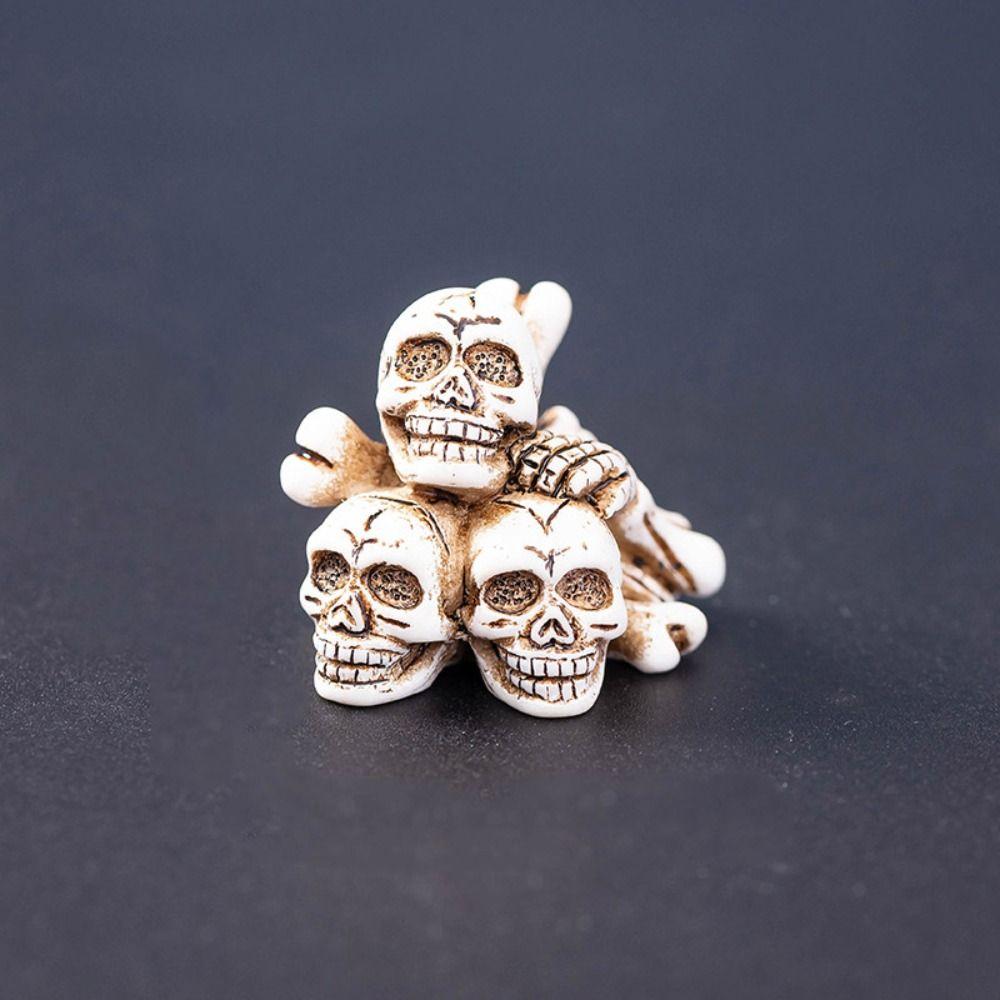 Mini Cartoon Scary Ghost Statue Bone Skull Desktop Knick-knack Festival Supplies