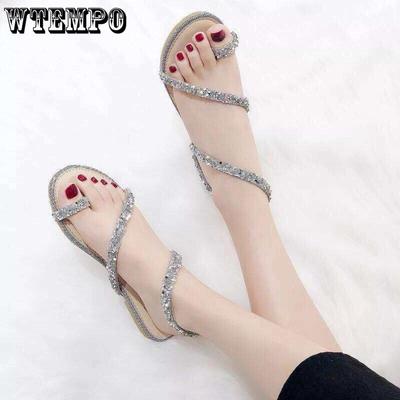 Сандалии на плоской подошве, женские летние тапочки со стразами, женские красные туфли в сетку, студенческие корейские модные туфли INS