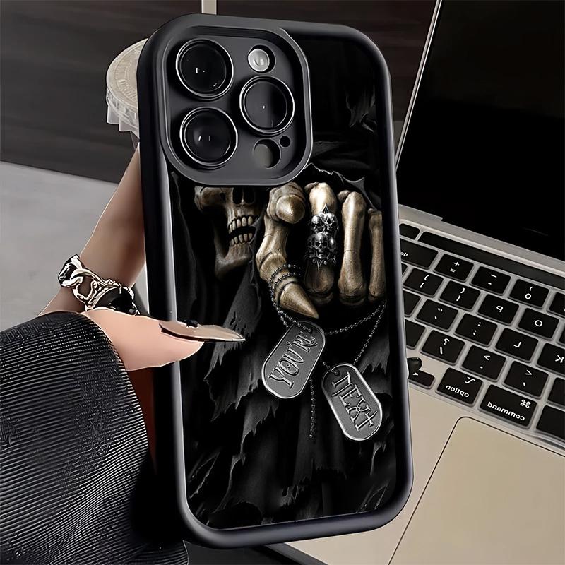 Чехол для телефона iPhone 17 Air 16E 15 16 Pro Max Жнец Скелет Смешной Стиль Обложка 14 Plus 13 12 Mini Мягкий Силиконовый Веселый