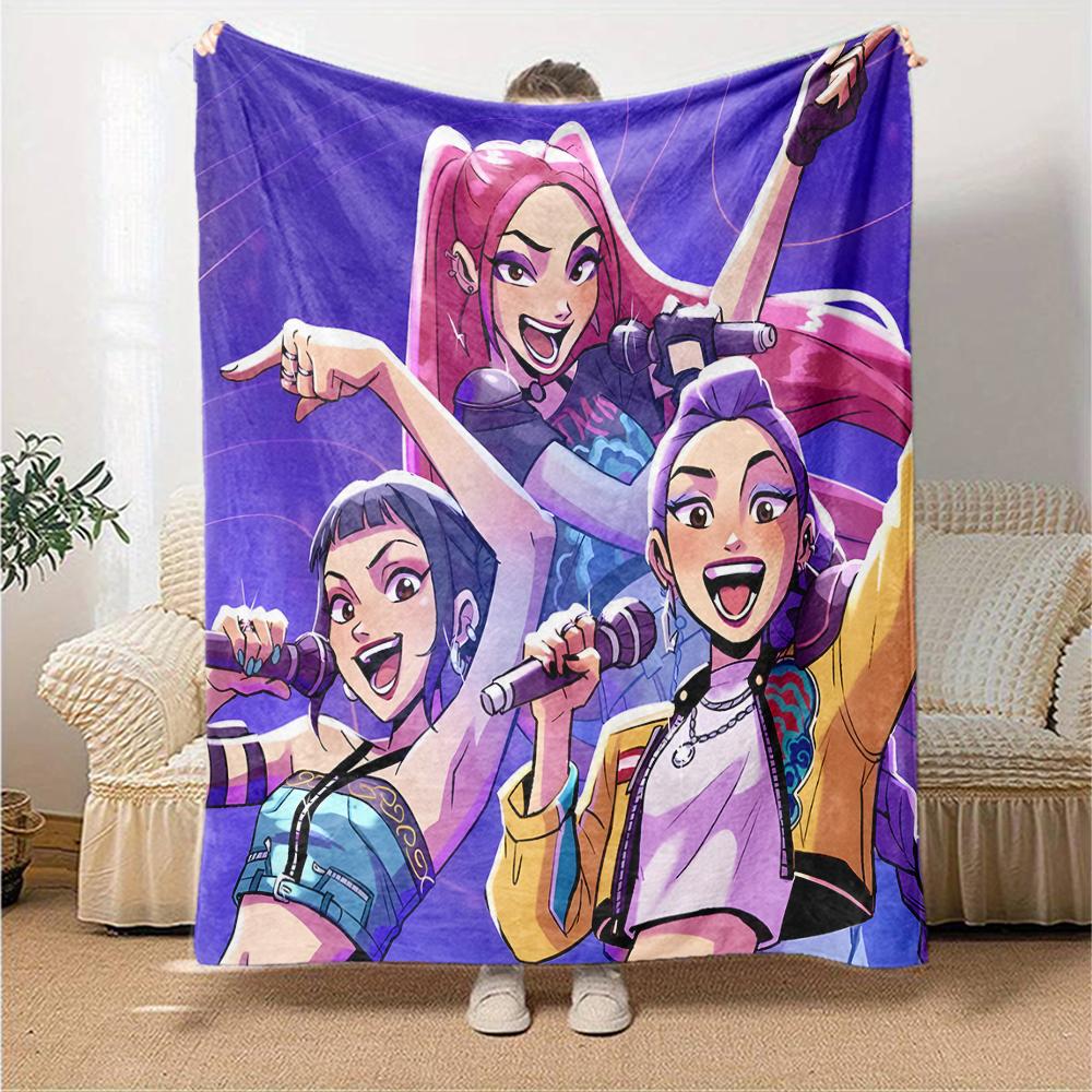 1pc KPop Demon Hunters17 Blanket, Gift, for Men and Women, Soft Blanket, Good for Sofa Bed Couch Travel, Lightweight Flannel Blanket