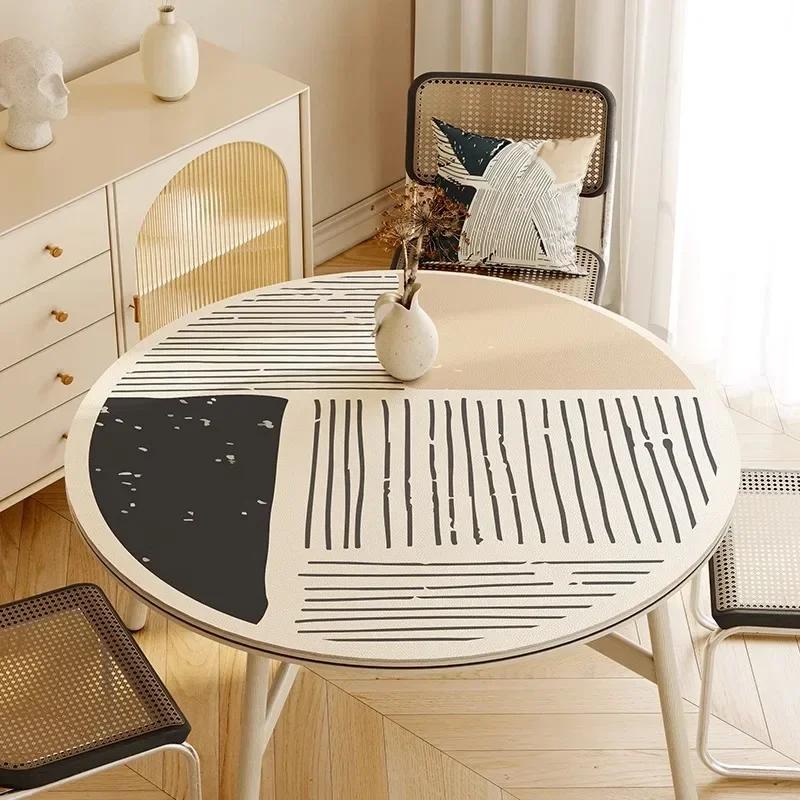 Круглая водонепроницаемая скатерть из ПВХ, маслостойкая, противоожоговая, коврик для обеденного стола, скатерти в японском минималистском стиле для украшения дома