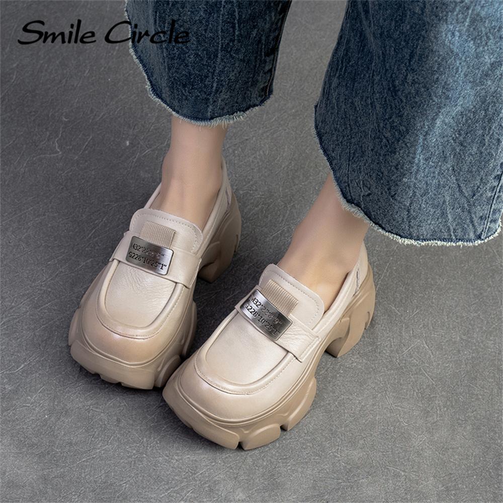 Женские лоферы из натуральной кожи увеличенной высоты с толстой подошвой, модная повседневная обувь Мэри Джейн в стиле ретро