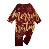 Рождественский комплект домашней одежды с круглым вырезом и принтом для родителей и детей, с длинными рукавами и длинными брюками