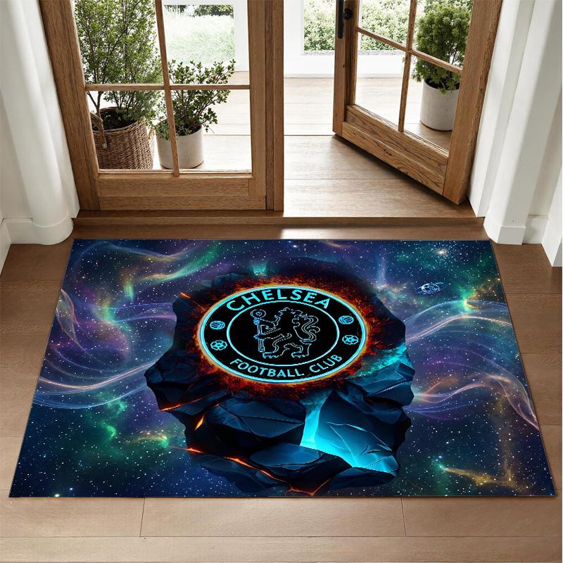 Chelsea FC Design Crystal Velvet Rug Soft Decorative Mat for Bedroom Entrance