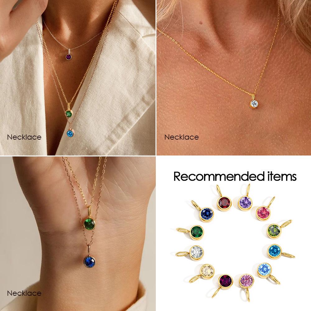 Кулон - Камень Рождения - Нержавеющая Сталь со Стразами Знака Зодиака Декабрь