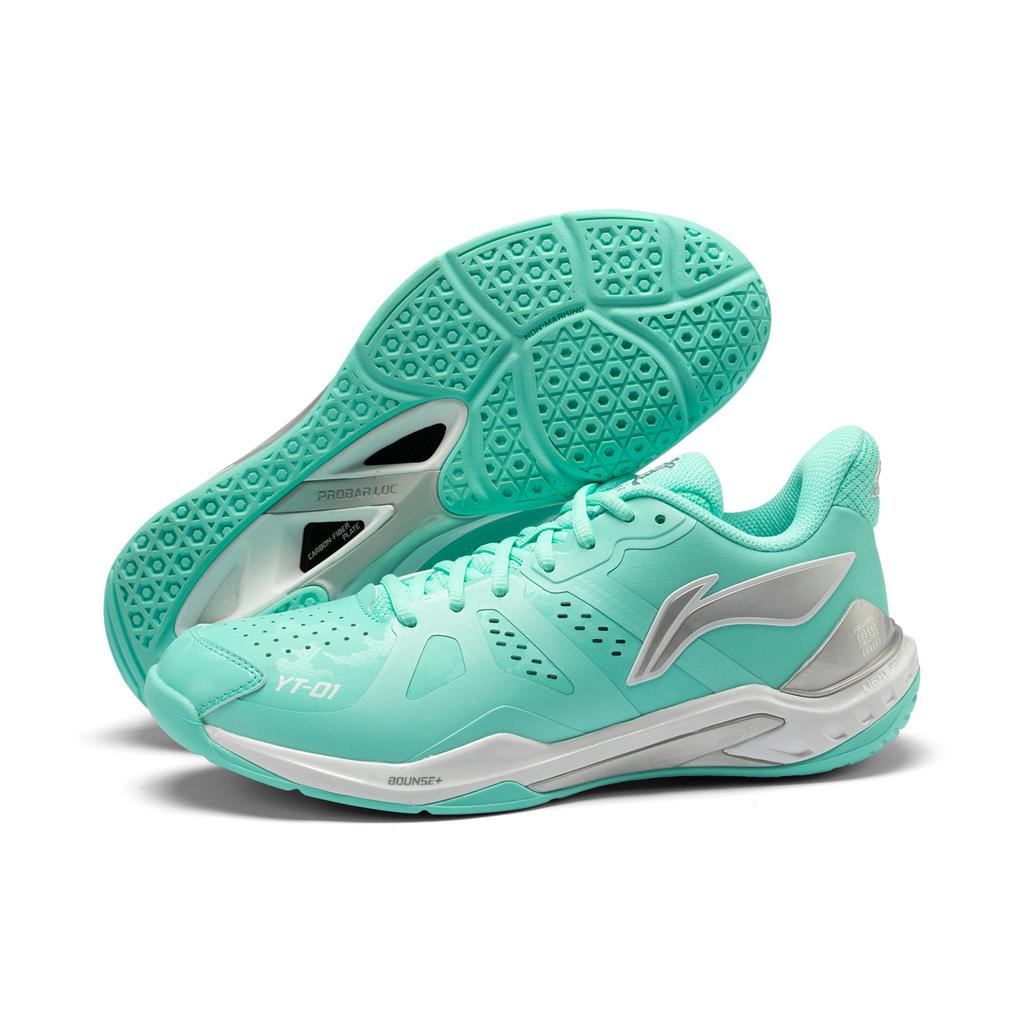 Li Ning Резина Удобные Модные Повседневные Универсальные Нескользящие Износостойкие Низкие Кроссовки для Бадминтона Унисекс Кроссовки Флуоресцентный-Ледяной-Синий AYZU017-6