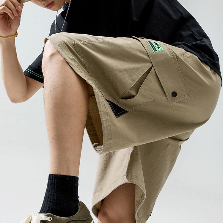 Anta Повседневные свободные шорты Pure Color с пятью точками, мужские штаны цвета хаки 172228502-1