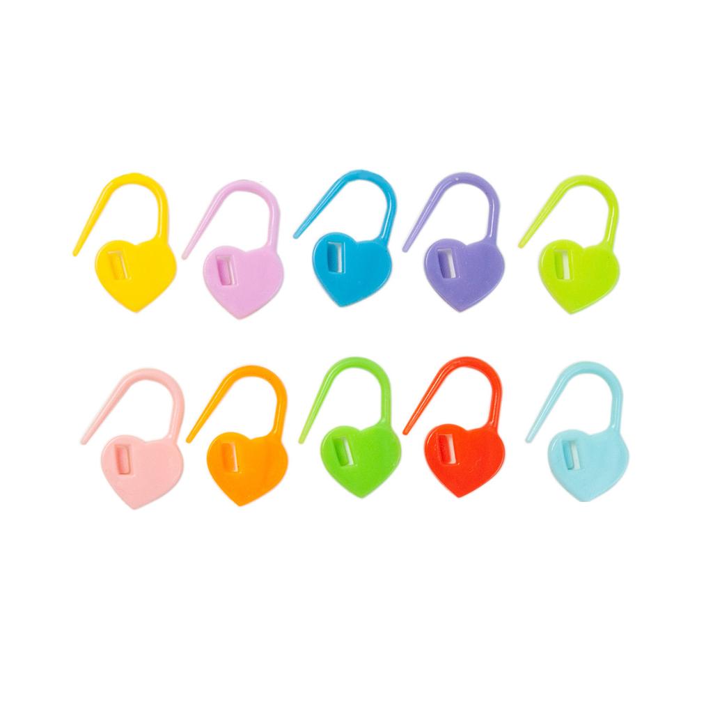 50PCS Colorful Stitch Markers Heart Shape Knitting Needle Clips Plastic Crochet Pins for DIY