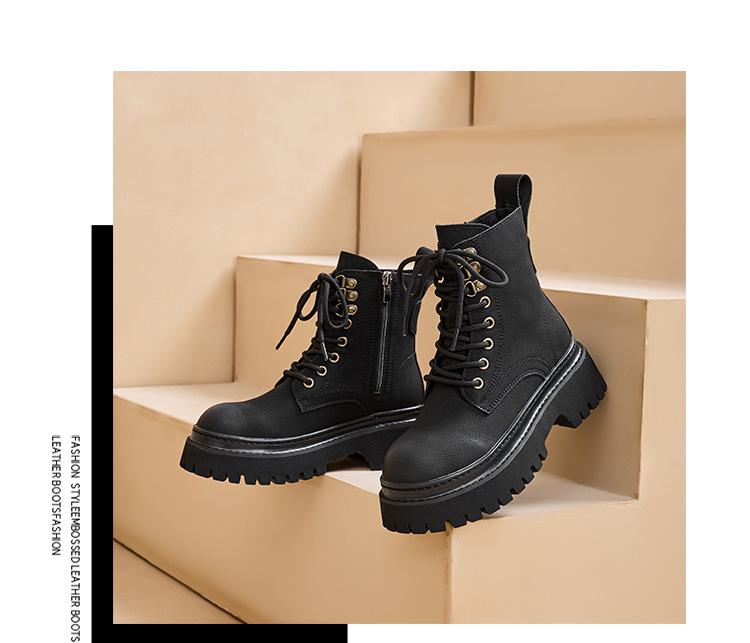 2025 Women's Retro Western Cowboy Martin Boots: Thick-Soled, Height-Increasing Low-Top for Spring & Autumn