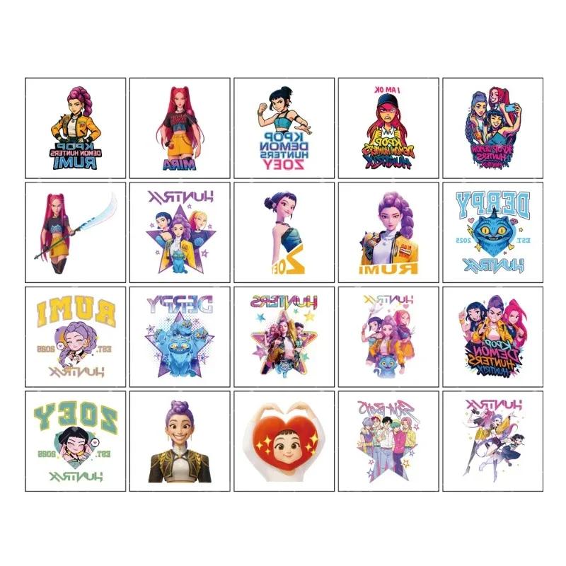 20PCS Temporary Tattoo Stickers Cute Rumi Kpop Cartoon Design Waterproof Funny Party Christmas Gift Ideas
