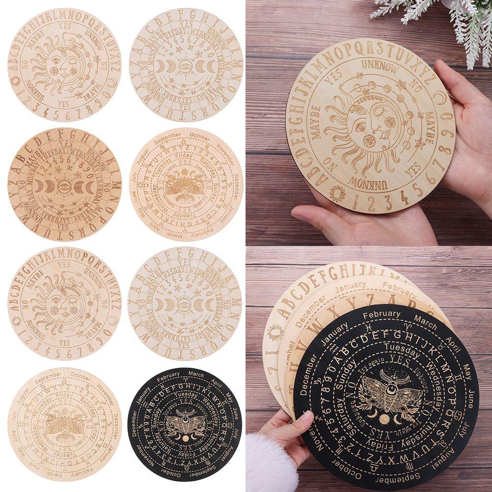 Sign Laser Cut Crystal Hexagonal Pointed Pendant Pendulum Slice Wood Base Wooden Pendulum Board Cat Pattern Black White Color