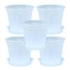 Nijimomo Flower Pot Set of 5 Transparent Plastic Slit Pot with Bottom Plate for Houseplants Lightweight 4 5 No. No. (No. 4)