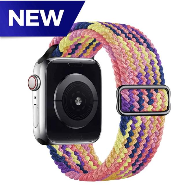 Плетеный Solo Loop ремешок для Apple Watch band 44мм 40мм 49мм 45мм 41мм Эластичный нейлоновый браслет iWatch series 8 3 se 6 7 Ultra 2 9