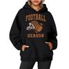 Women's Round Neck Long Sleeve Rugby Print Top Hoodie