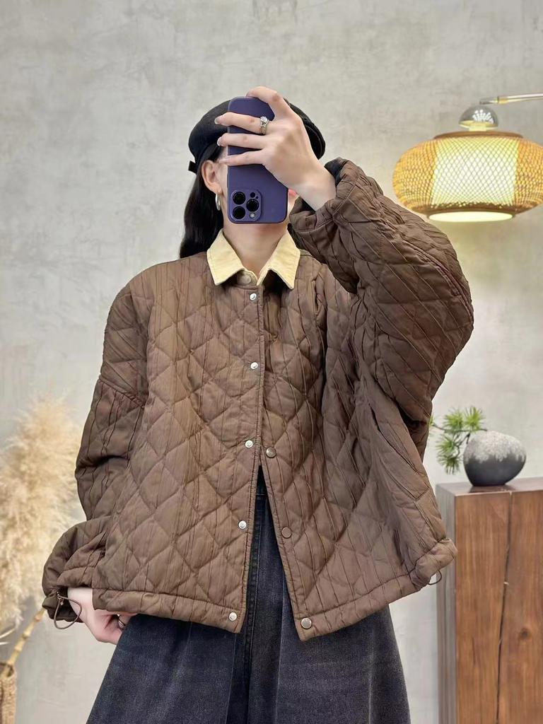 Johnature Женское зимнее модное свободное однобортное пальто с круглым вырезом и длинными рукавами, повседневное пальто