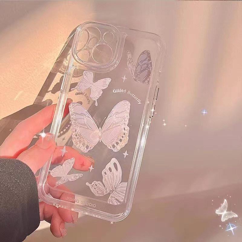 Кристально чистый чехол с бабочкой для iPhone 13 11 14 Pro Max 12 XS Max X XR 7 8 Plus SE 2022 2020, роскошные противоударные мягкие чехлы