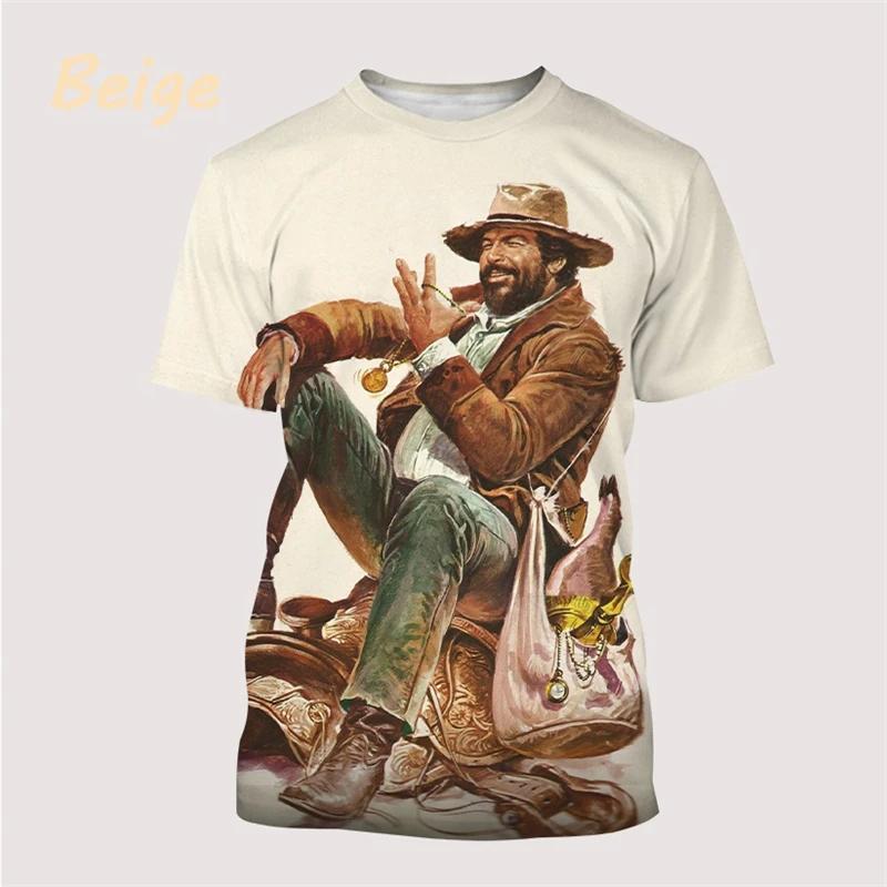 Новейшие топы Bud Spencer Terence Hill с 3D-принтом, футболка Harajuku с круглым вырезом, повседневная футболка с коротким рукавом, модная летняя мужская одежда