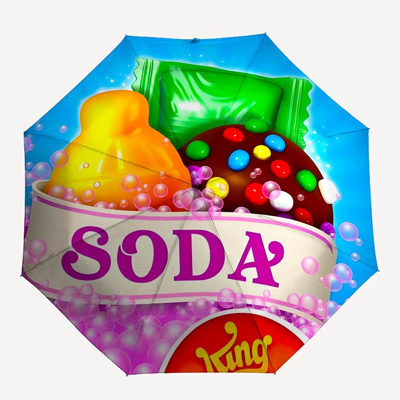 Candy Crush Soda Saga Automatic Opening and Closing, 8 rib Structure Portable Umbrella, Suitable for Men and Women in All Seasons Perfect G