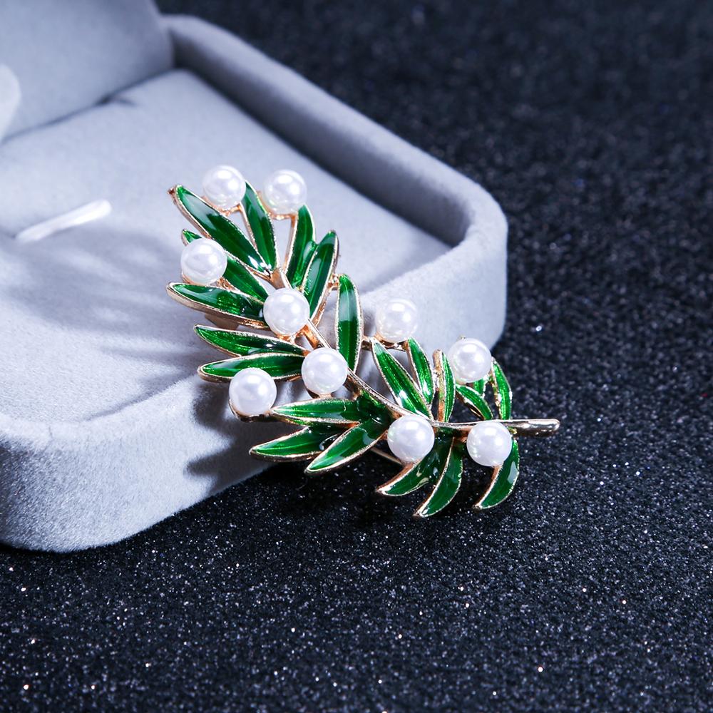 Новые свежие жемчужные броши в виде листьев, бамбуковая эмалированная брошь, булавки для женщин и мужчин, украшение для вечеринки, модные ювелирные аксессуары