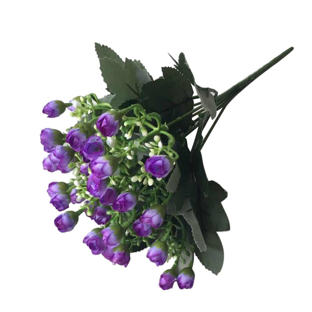 1 букет искусственных цветов 36 головок искусственных шелковых цветов Маленький бутон розы Свадебный Дом Фестиваль Могила Белый Фиолетовый Букет Украшения