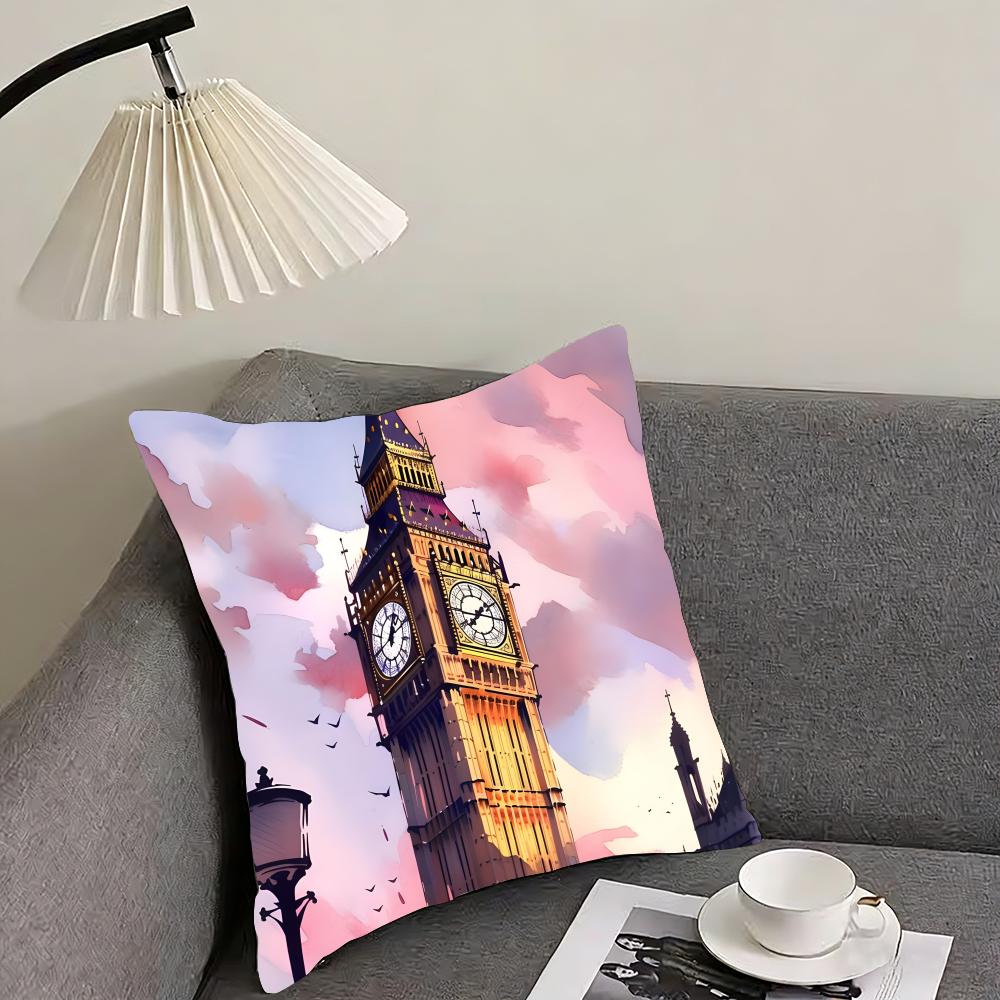 London Fashion Cushion Cover Pillowcase Ultra Soft Skin Friendly Fabric Cloud Like Comfort Concealed Zipper